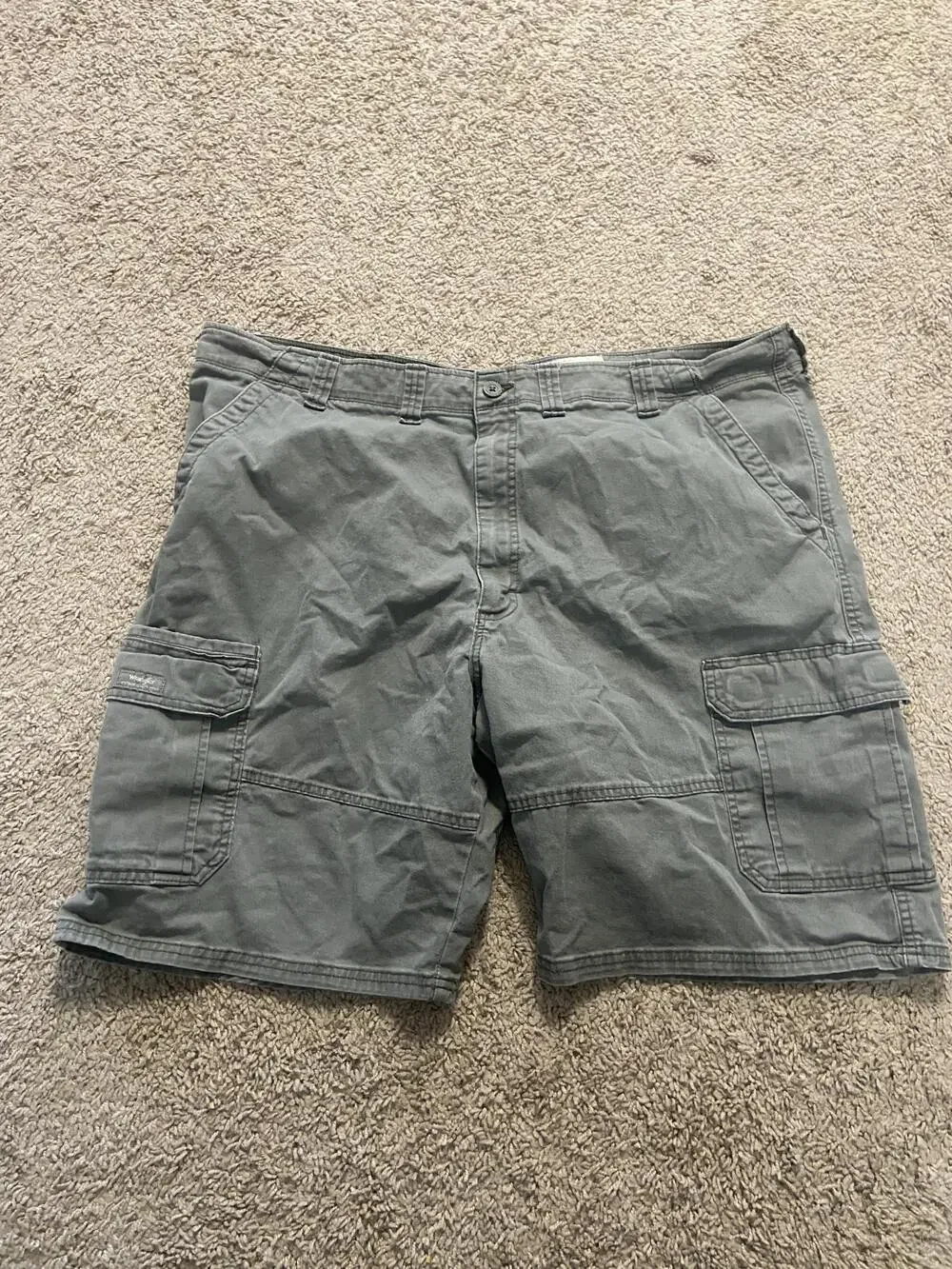 Wrangler Cargo Shorts Mens 46 Gray Canvas Relaxed Fit Stretch Pockets Casual
